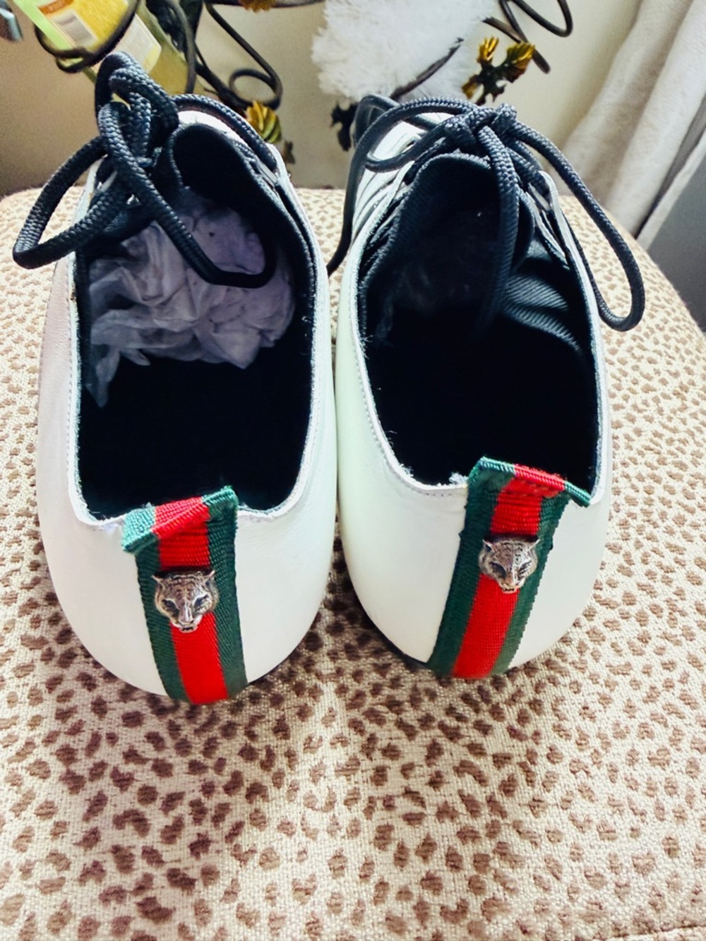 Gucci Black and White Lace-Up Sneaker with Signature Web Tab - Picture 2 of 5